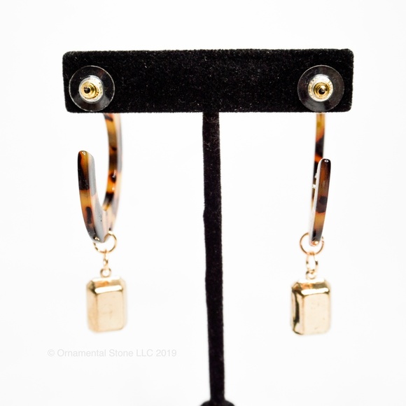 Tortoise Light Acrylic Pink Gemstone Earrings #29 - Picture 4 of 4